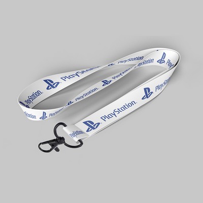 1/2" White custom lanyard printed with company logo with Metal Black Hook attachment 0.50"