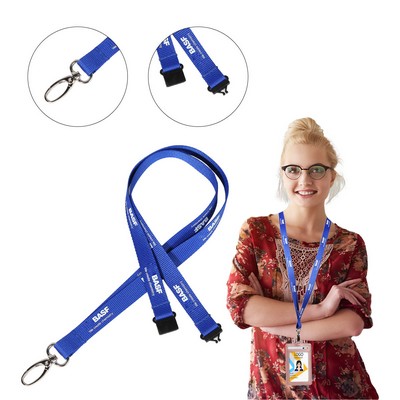 Custom 1/2" Polyester Lanyard w/ Oval Snap Hook & Safety Breakaway