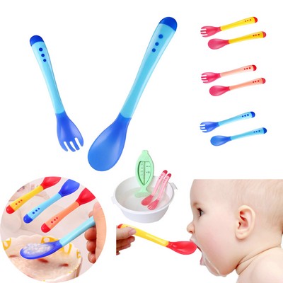 Silicone Tip Heat Sensitive Infant Spoon Toddler Utensils