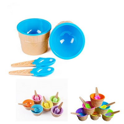 Plastic Ice Cream Bowl With Spoon