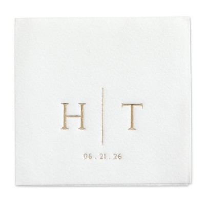 Initially Distinctive Premium Beverage Napkin w/uncoined Edge (White)