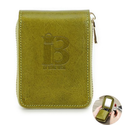 PU Leather Travel Small lipstick storage Makeup Bag Green