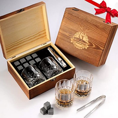 Whiskey Glass and Granite Stones Gift Set for Whiskey Lover