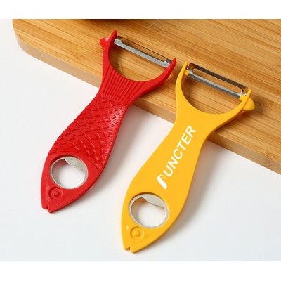 Fish Shaped 2 in 1 Fruit Peeler with Bottle Opener Sharp Blade Kitchen Tool