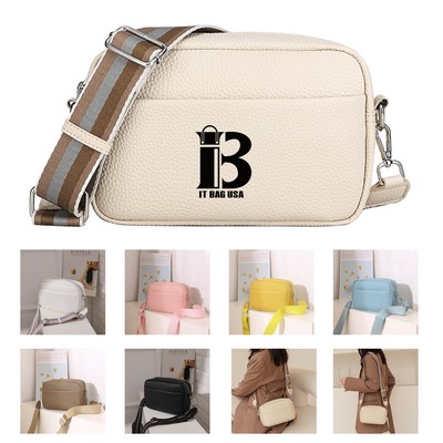 Solid Color Pu Crossbody Bag