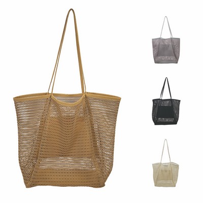 Mesh Beach Tote For Women Big Capacity Shoulder Handbags Bag