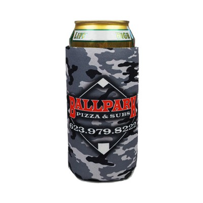 Premium Urban Camo Full Color Dye Sublimation Collapsible Foam 16 Oz. Tall Boy Insulator