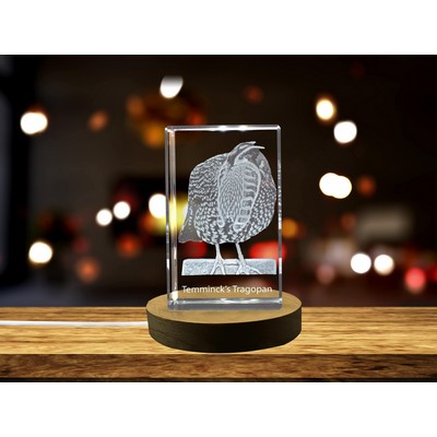 Temminck's Tragopan 3D Engraved Crystal 3D Engraved Crystal Keepsake/Gift/Decor/Collectible/Souvenir