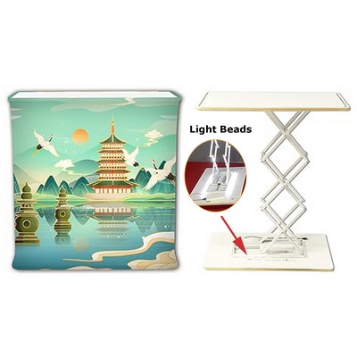 Rectangle Collapsible Portable Trade show Podium Table Exhibition Counter Stand Booth W/ Light Beads