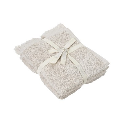 blomus Frino 2 Fringed Organic Cotton Terry Moonbeam White Guest Hand Towel Set