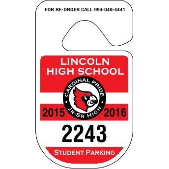 .035" Rounded Recycled White Polyethylene Hang Tag Parking Permit