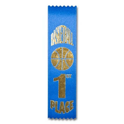 2"x8" 1st Place Stock Basketball Lapel Event Ribbon