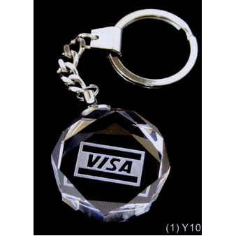 Gem-Cut Round Optic Crystal Keychain