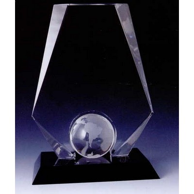 Black Optic Crystal Premier Globe Award w/Base