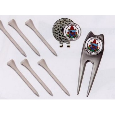 Quick Pack (Metal Repair Tool/ Ball Marker/ Hat Clip/ 6 Tees)