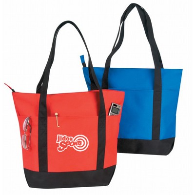 Poly Zipper Top Tote Bag w/ 24" Handle