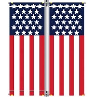 16 Oz. Vinyl Pole Banner Set - Vertical American Flag (3'x8')