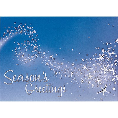 Classic-Magical Wisp of Stars on Blue Holiday Greeting Card