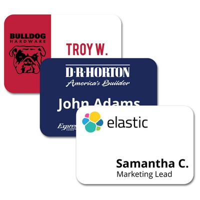 2" x 3" Glossy Plastic Name Badge w/Full Color Imprint & Personalization