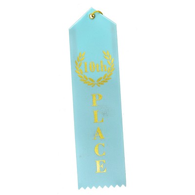 10th Place Standard Stock Ribbon w/Card & String (2"x8")