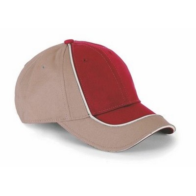 Super Brushed Cotton Twill Cap w/Visor & Crown Contrast Piping