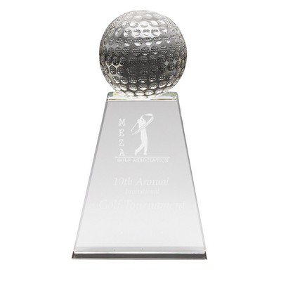 6 3/4" x 2 3/8" Clear Crystal Golf Ball Atop a Crystal Tower