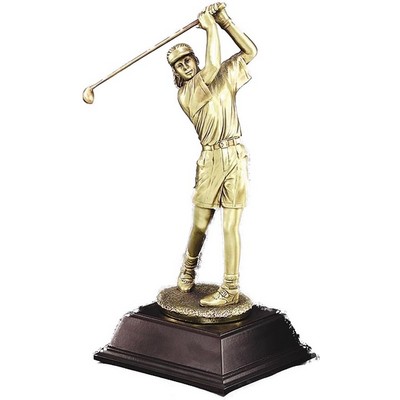 Majestic Swing Golfer - Female - Gold Metallic 12-1/2" Tall