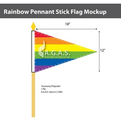 Rainbow Pannant Stick Flag 12"X18"