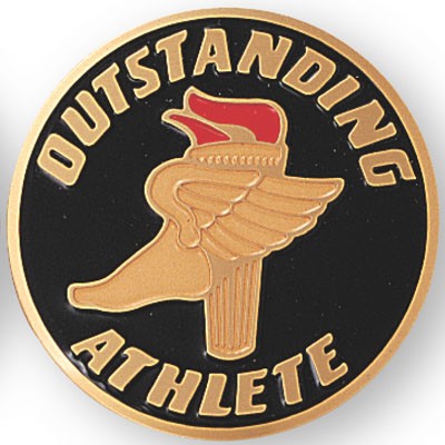 2" Outstanding Athlete Etched Enameled Medallion Insert Disc