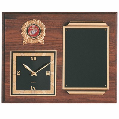 Genuine Walnut Plaque Clock w/2" Insert (12"x15")