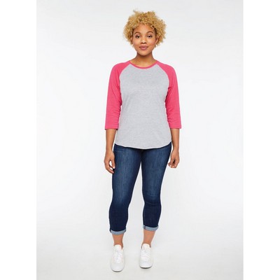 LAT™ Ladies' Modern Fit Baseball Crew Neck Raglan 3/4 Sleeve Fine Jersey T-Shirt