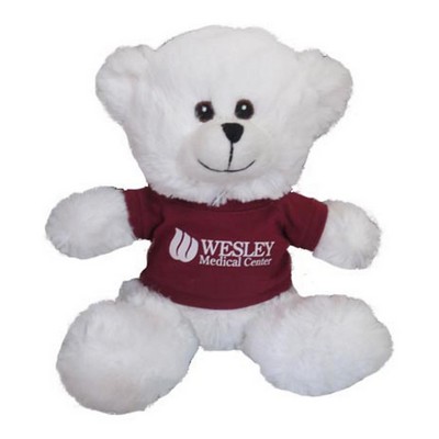 10" Bailey White Bear Stuffed Animal w/ T-shirt (10")