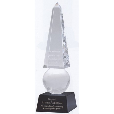 Medium Optical Crystal Monumental Obelisk - Glaze Award