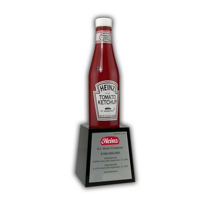 8" Heinz Bottle Lucite® Embedment Award on Base (3 3/4" x 3 3/4" x 4")