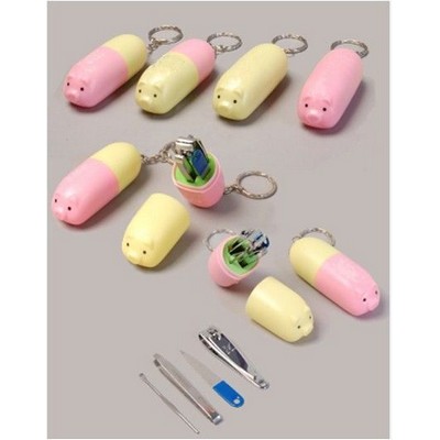 Pig Shaped Manicure Set w/Plastic Cover