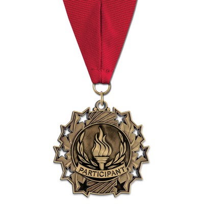 2 1/4" Participant TS Medal w/ Grosgrain Neck Ribbon