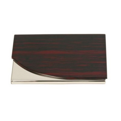 Metal Card Case with Acrylic Wooden Finish Curved Lid