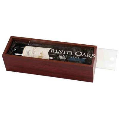 Rosewood Brown Wine Bottle Box w/Clear Lid