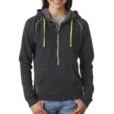 J AMERICA Ladies' Triblend Half-Zip Fleece Hood