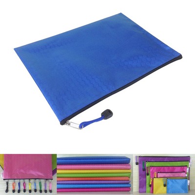 Blue Zippered Documents Pouch Bag