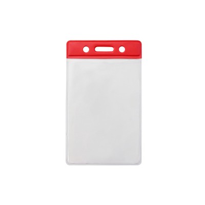 Vinyl Vertical Top Load Badge Holder (2.66"x 4.25")(Red)