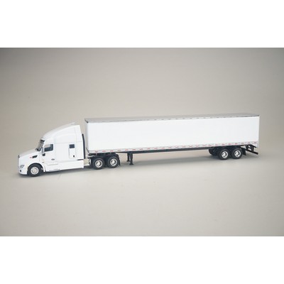 White Peterbilt 579 w/ 53' Trailer, Single Rear Door-1/64 scale die cast