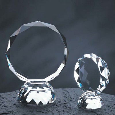 Faceted Circle Awards optical crystal award/trophy 2.625"