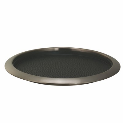 14'' Round Dark Tungsten Gray Non-Slip Tray w/Removable Insert