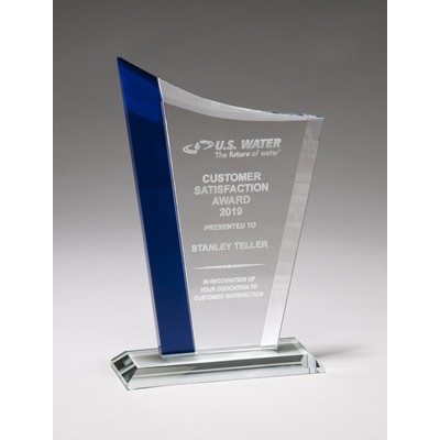 Zenith Series Jade Glass Award w/ Blue Glass Highlight-8"