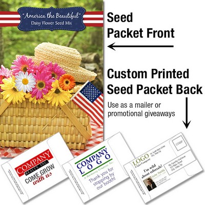 "America the Beautiful" Patriotic Seed Packet / Mailable Seed Packet - Custom Printed Back