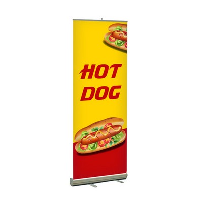 Hot Dog Pre Printed Premium Retractable Banner Yellow 33" x 80"