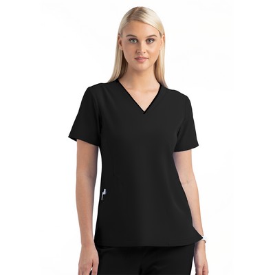 Maevn Matrix Impulse Women's Contrast Curved V-Neck Scrub Top