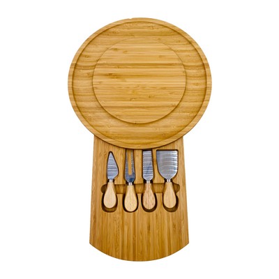 Bamboo Cheese Board With Cutlery Set