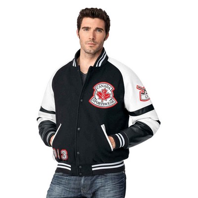 Melton Men's Deercow Leather Varsity Jacket